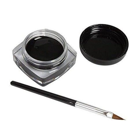 Ninasill Hot Eyeliner Gel Cream With Brush Makeup Black Waterproof Eye Liner (Black)
